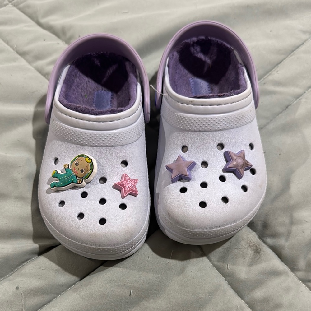 Purple fleece lined Crocs